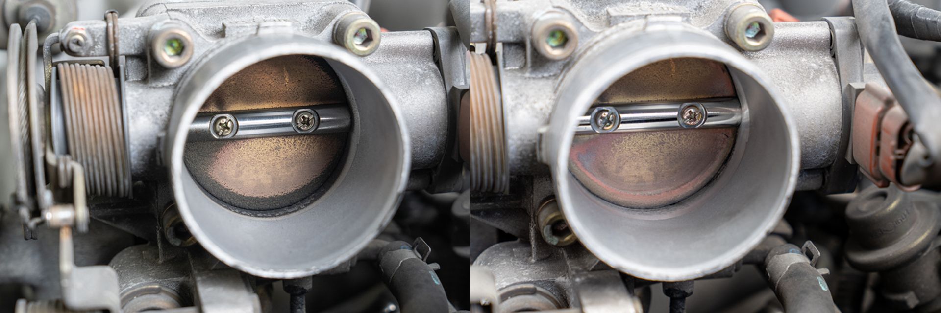 dirty and clean throttle body